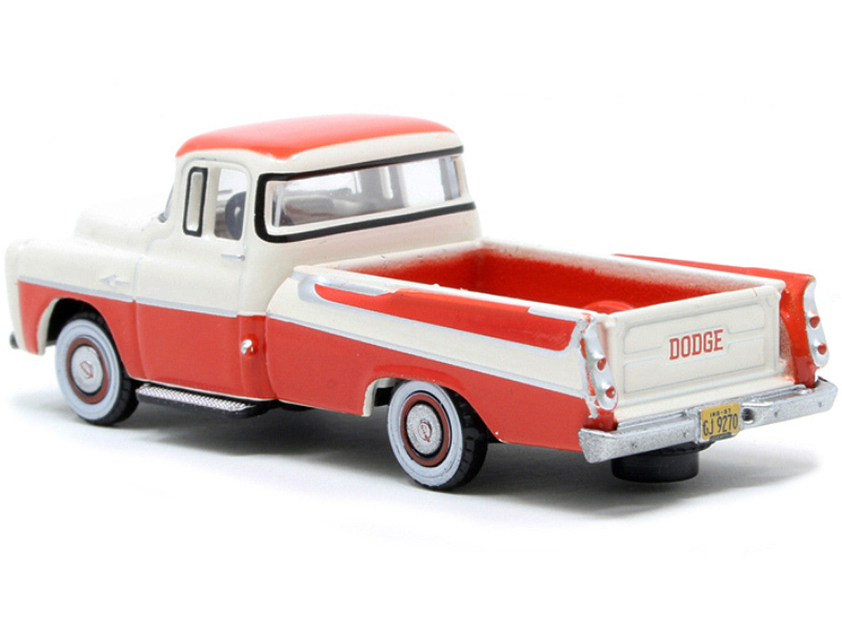 1957 Dodge D100 Sweptside Pickup Truck Tropical Coral and Glacier White 1/87 (HO) Scale Diecast Model Car by Oxford Diecast LuxuryLifeWay Online Store