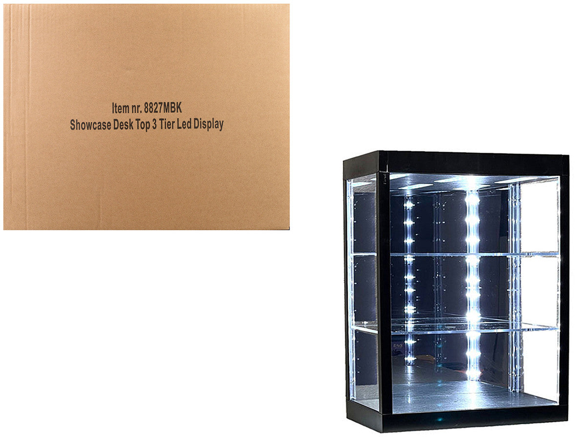 Showcase 3 Tier Display Case with Mirror Back Panel and LED Lights for 1/64-1/18 Scale Models LuxuryLifeWay Online Store