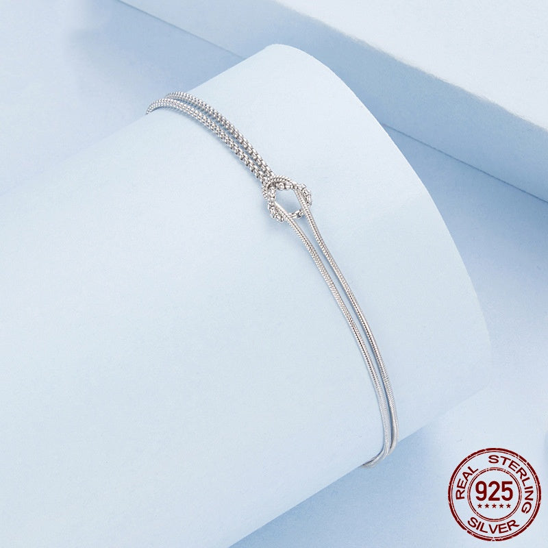 S925 Sterling Silver Shuttle Bracelet LadyShow.Store