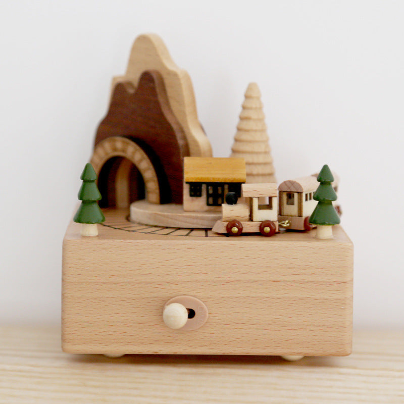 Wooden Music Box Music Box Creative Home Decoration Gifts Children's Birthday Gifts Carousel Swing Rabbit LadyShow.Store