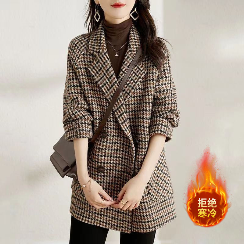 Houndstooth Woolen Overcoat NorixaFashion.com