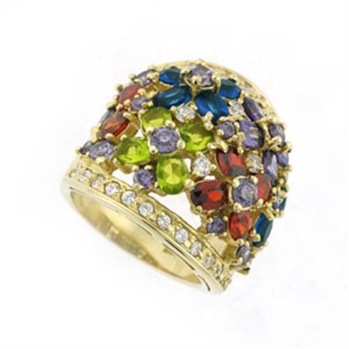 8X114 - Gold 925 Sterling Silver Ring with AAA Grade CZ in Multi Color LuxuryLifeWay Online Store