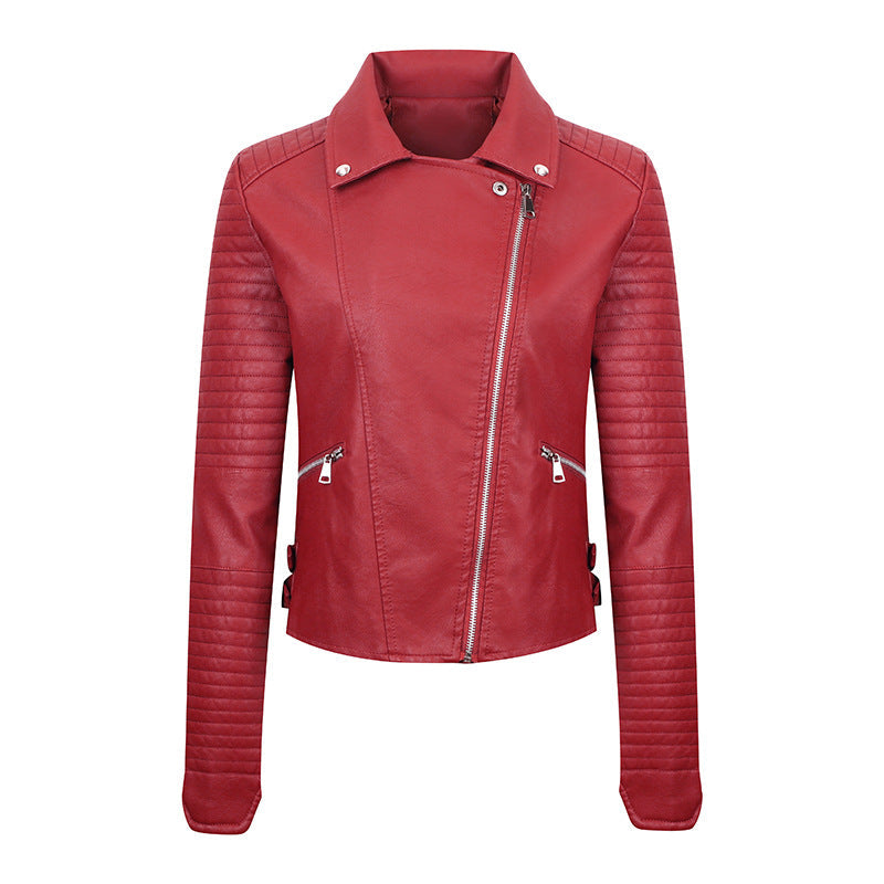 Women's Leather Clothing Coat Short Washed Slim Fit Best YouTube Store