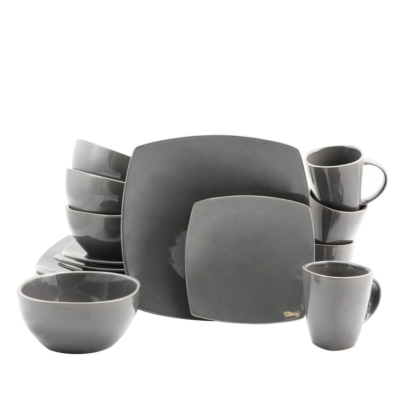 Gibson Home Soho Lounge Square Dinnerware Set in Gray, Set of 16 Piece LuxuryLifeWay Online Store