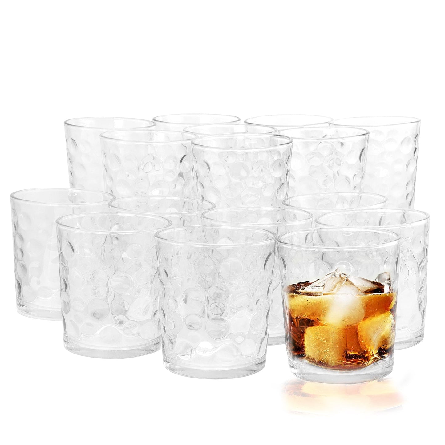 Gibson Home Great Foundations 16 Piece Tumbler and Double Old Fashioned Glass Set in Bubble Pattern LuxuryLifeWay Online Store