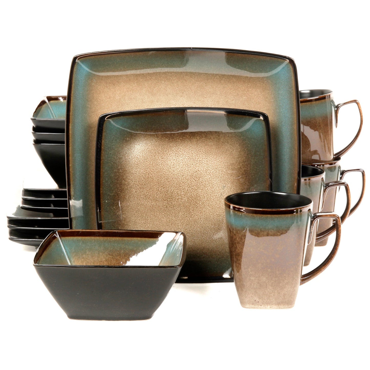 Gibson Elite Tequesta 16-Piece Square Dinnerware Set, Taupe LuxuryLifeWay Online Store