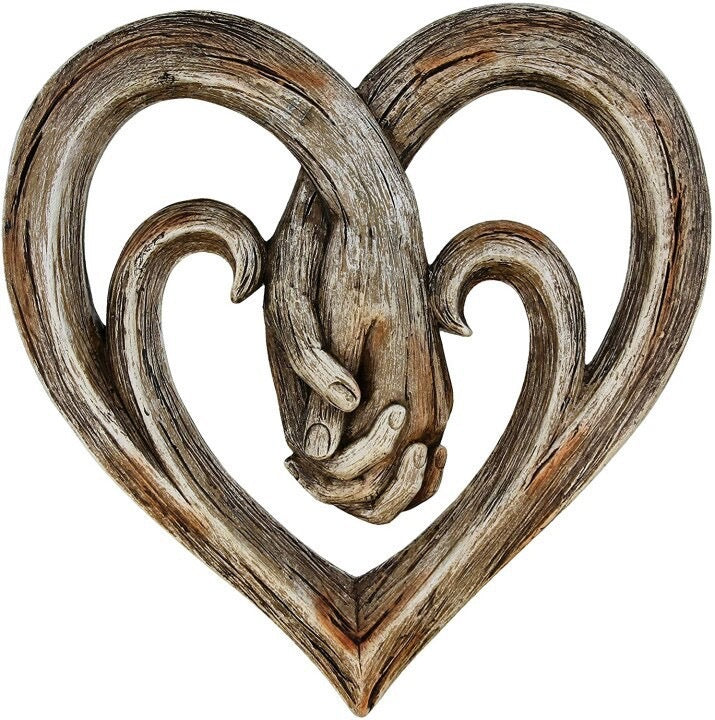 Hand-in-hand Heart Wall Decor Decorative Art Piece Gift Item Craft Ornament Wooden Hanging Decoration PearlNestDecor.com