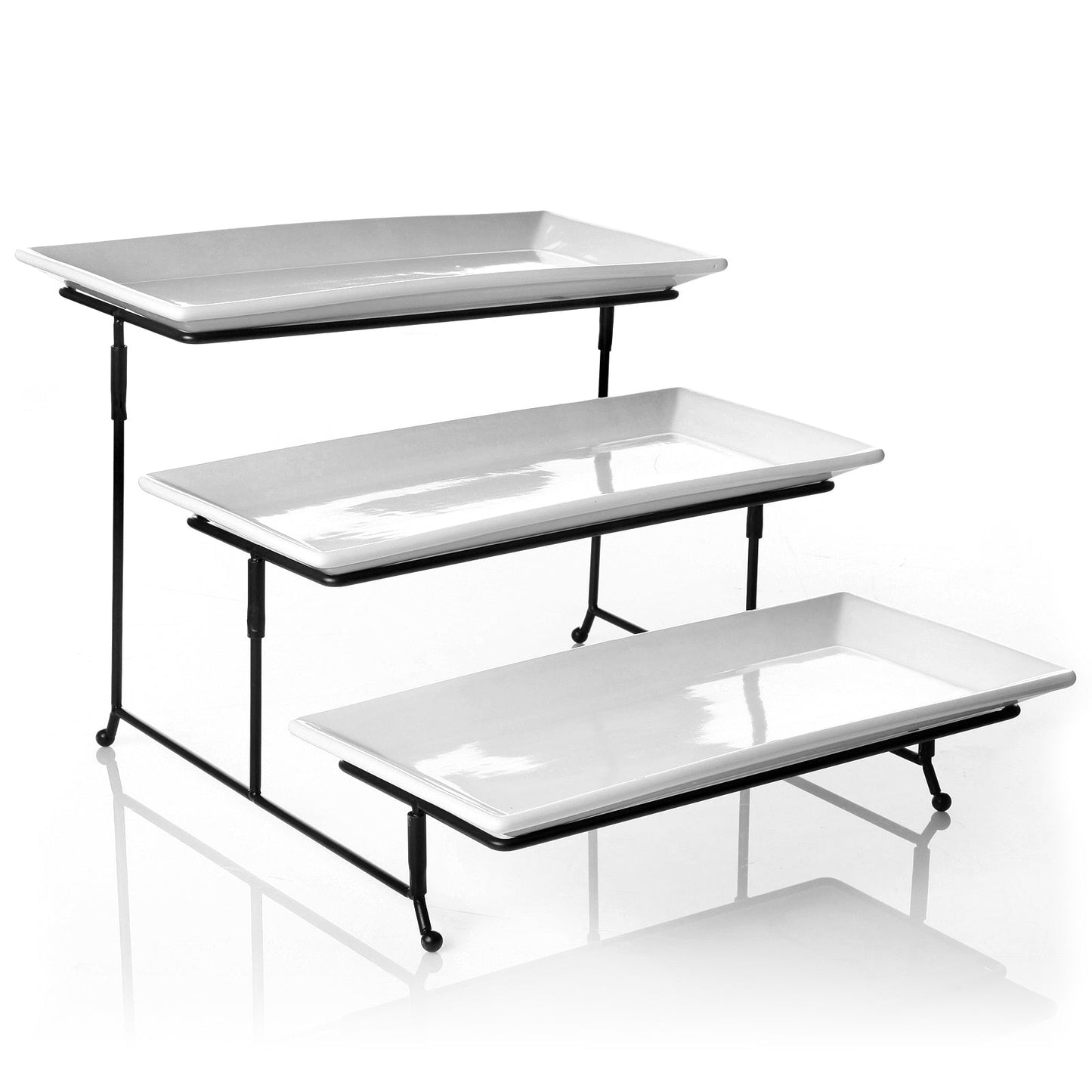 Gibson Elite Gracious Dining 3-Tiered Plate Set with Metal Stand LuxuryLifeWay Online Store