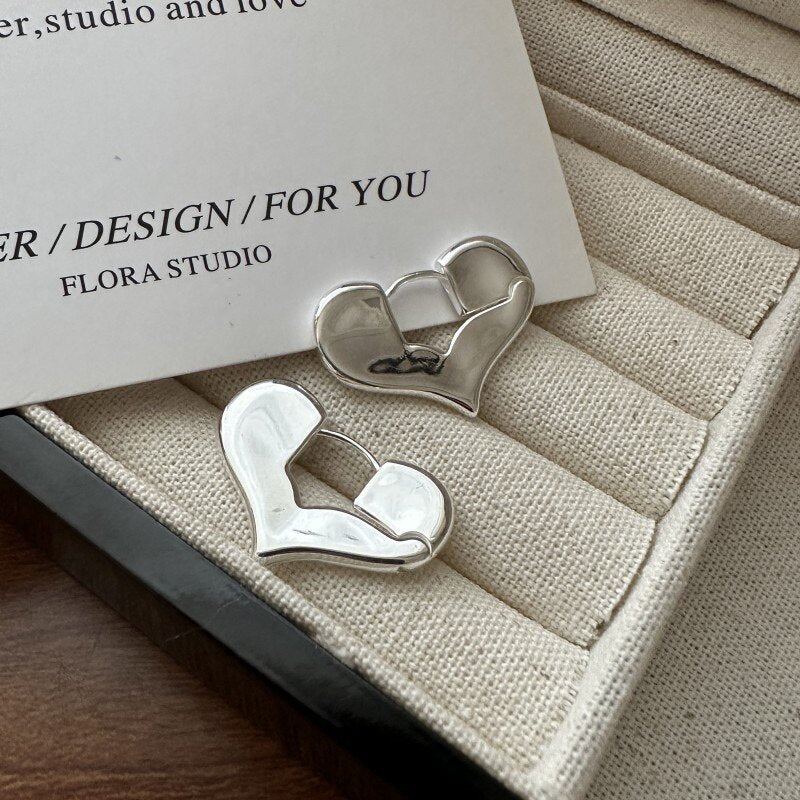 S925 Sterling Silver Heart Earrings LadyShow.Store