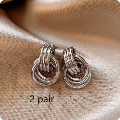 Exaggerated Geometry Earrings Metal Winding Twist Stud Earrings