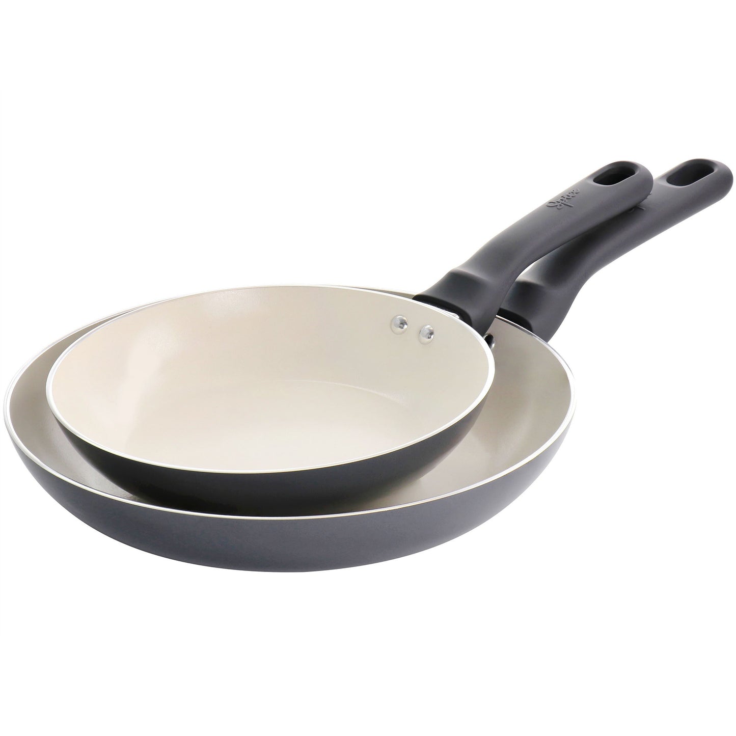 Spice by Tia Mowry Savory Saffron 2 Piece Ceramic Nonstick Aluminum Frying Pan Set in Grey LuxuryLifeWay Online Store