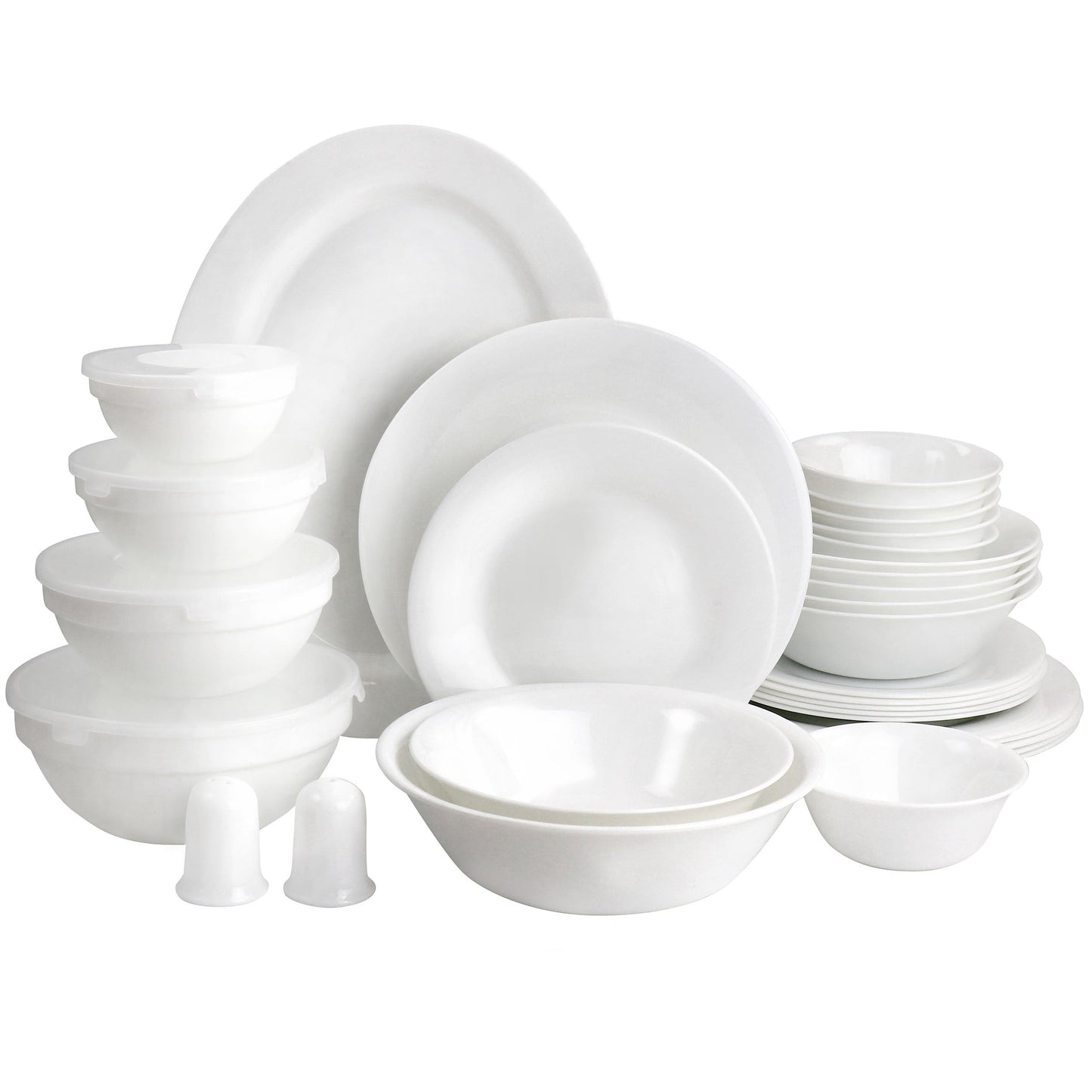 Gibson Ultra 36 Piece Tempered Opal Glass Combo Dinnerware Set in White LuxuryLifeWay Online Store