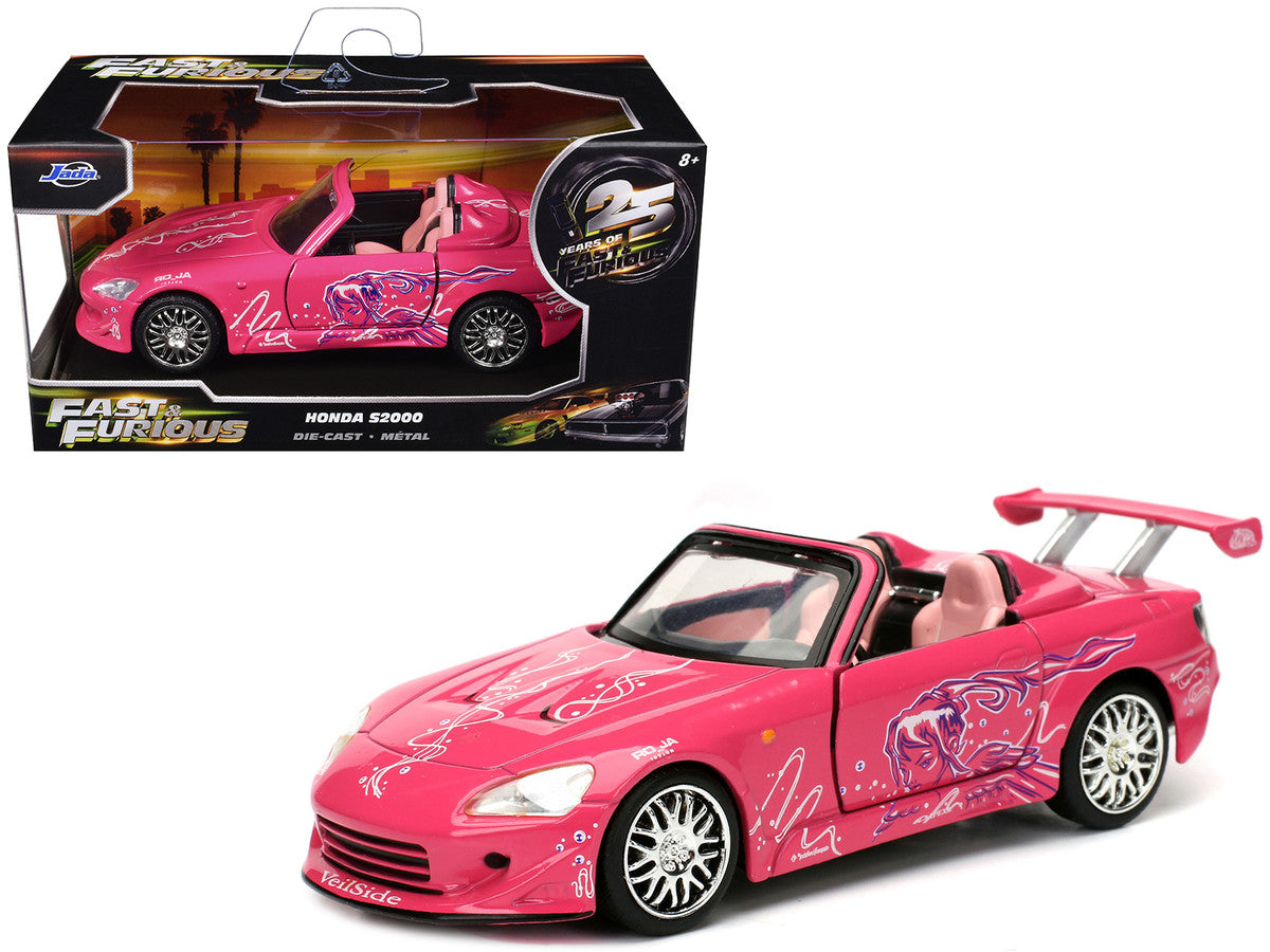 Suki's Honda S2000 Convertible Pink with Graphics "2 Fast 2 Furious" (2003) Movie "Fast & Furious 25th Anniversary" Series 1/32 Diecast Car Model by Jada LuxuryLifeWay Online Store