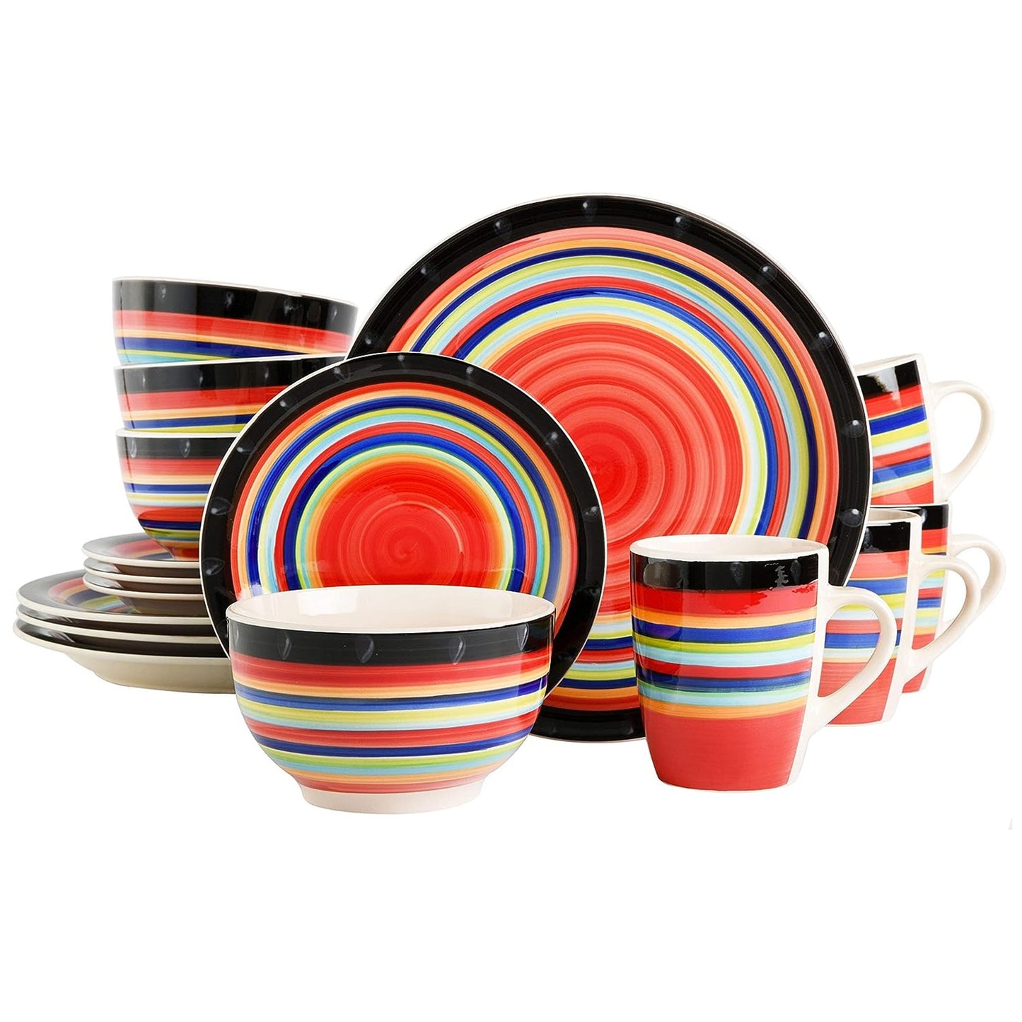 Gibson Home Casa Stellar 16 Piece Round Stoneware Dinnerware Set in Red LuxuryLifeWay Online Store