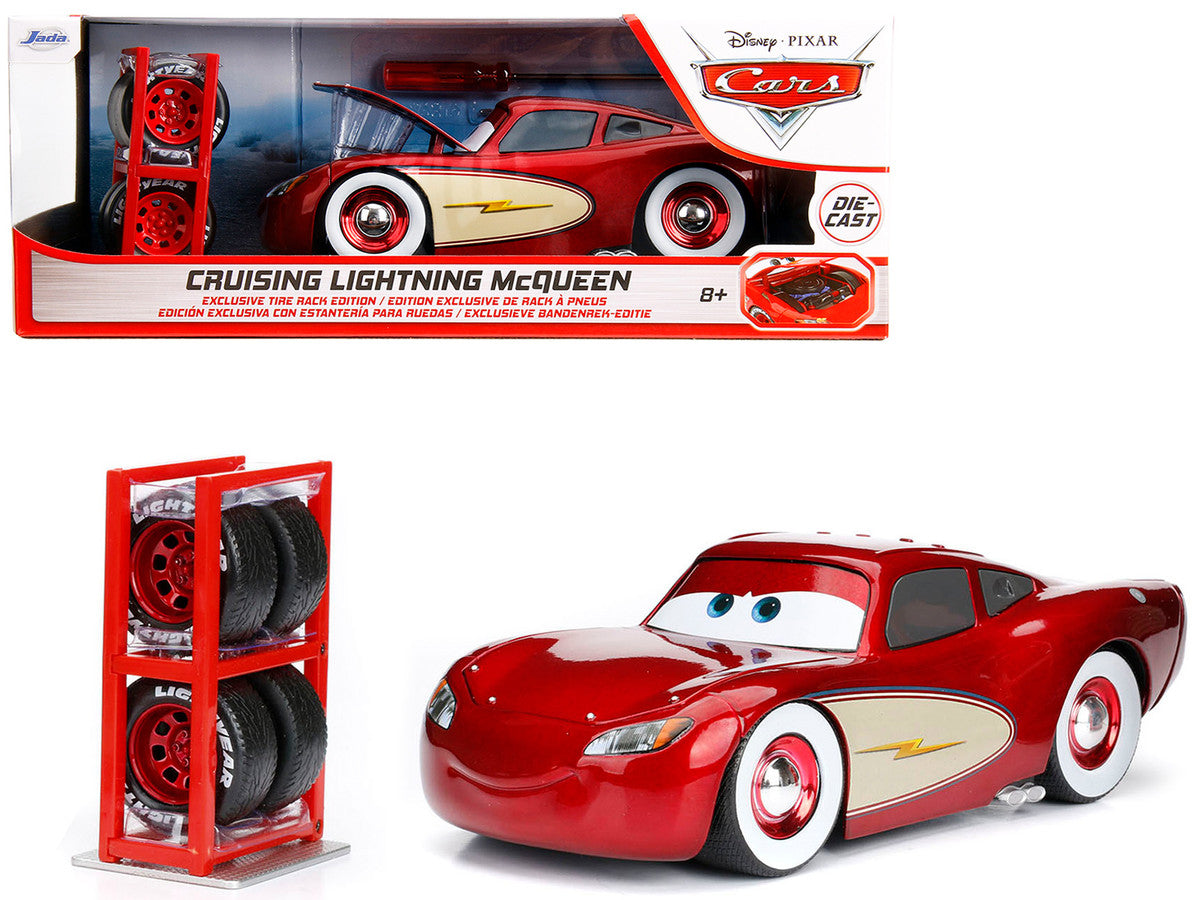 Cruising Lightning McQueen Red Metallic with Extra Wheels Disney & Pixar "Cars" Movie "Hollywood Rides" Series Diecast Model Car by Jada LuxuryLifeWay Online Store