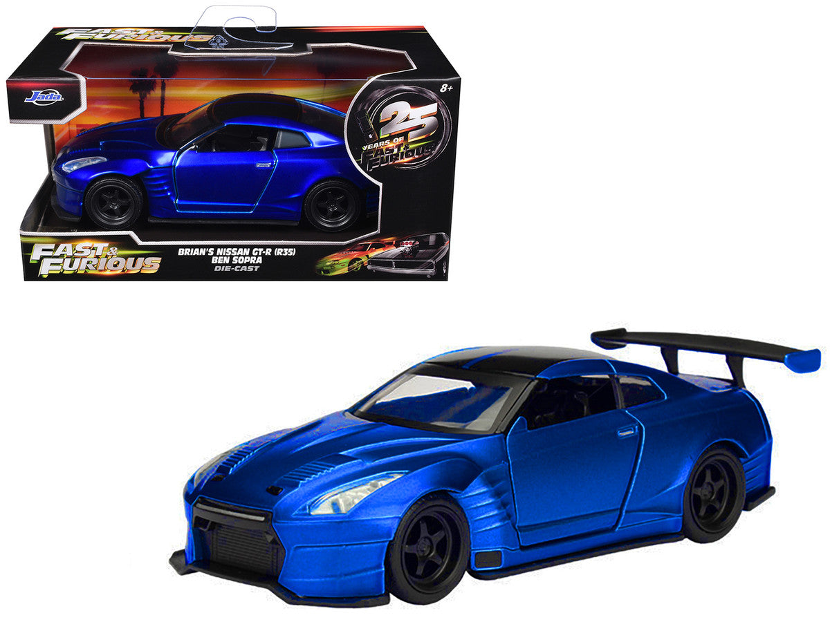 Brian's 2009 Nissan GTR R35 Blue Ben Sopra "Furious 7" (2015) Movie "25 Years of Fast & Furious" Series 1/32 Diecast Model Car by Jada LuxuryLifeWay Online Store