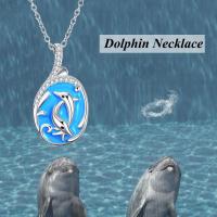 Dolphin Zircon 925 Silver Pendant Necklace for Women Girls LadyShow.Store