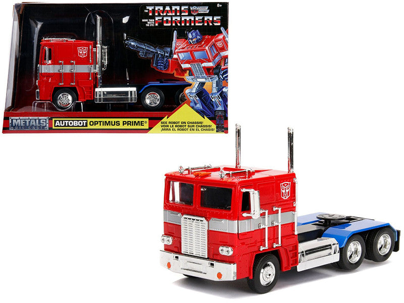 G1 Autobot Optimus Prime Truck Red with Robot on Chassis from "Transformers" TV Series "Hollywood Rides" Series 1/24 Diecast Model by Jada LuxuryLifeWay Online Store