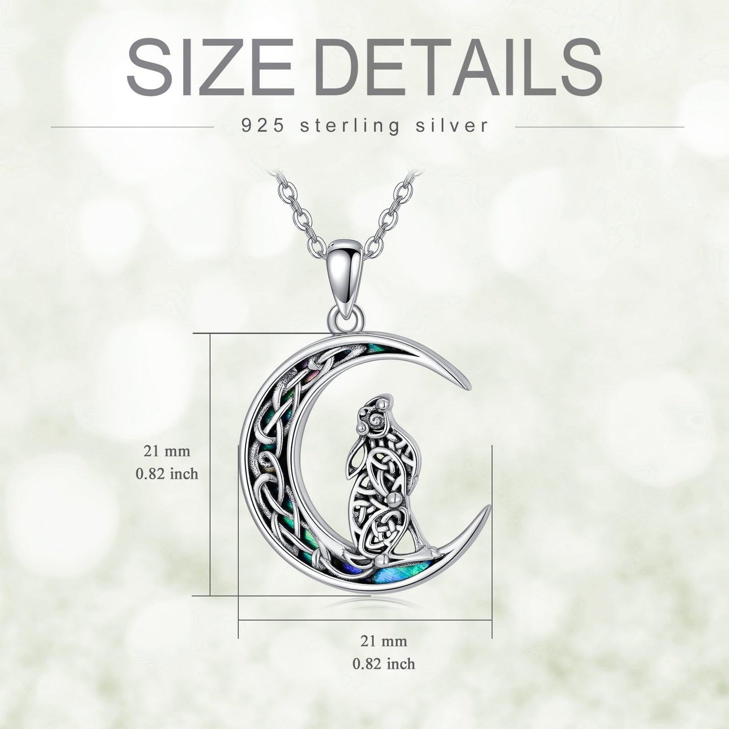 Celtic Knot Bunny Moon Necklace Sterling Silver Abalone Shellfish Pendant Jewelry Gifts LadyShow.Store