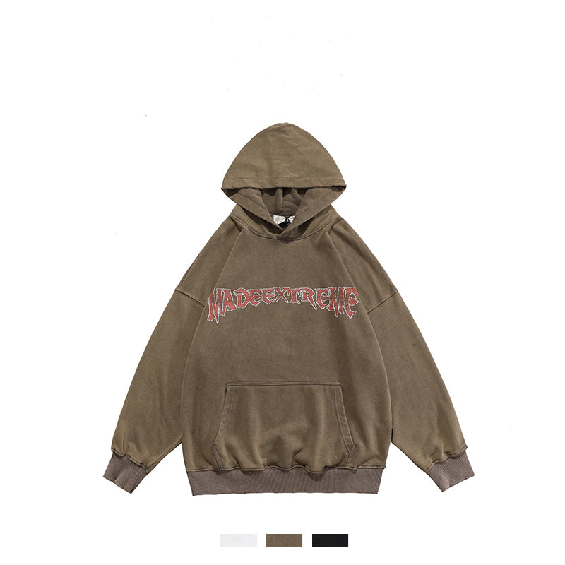 Washed Distressed Sweater Men And Women National Trend Hip-hop Front And Back Printed Hoodies LuxuryLifeWay Online Store