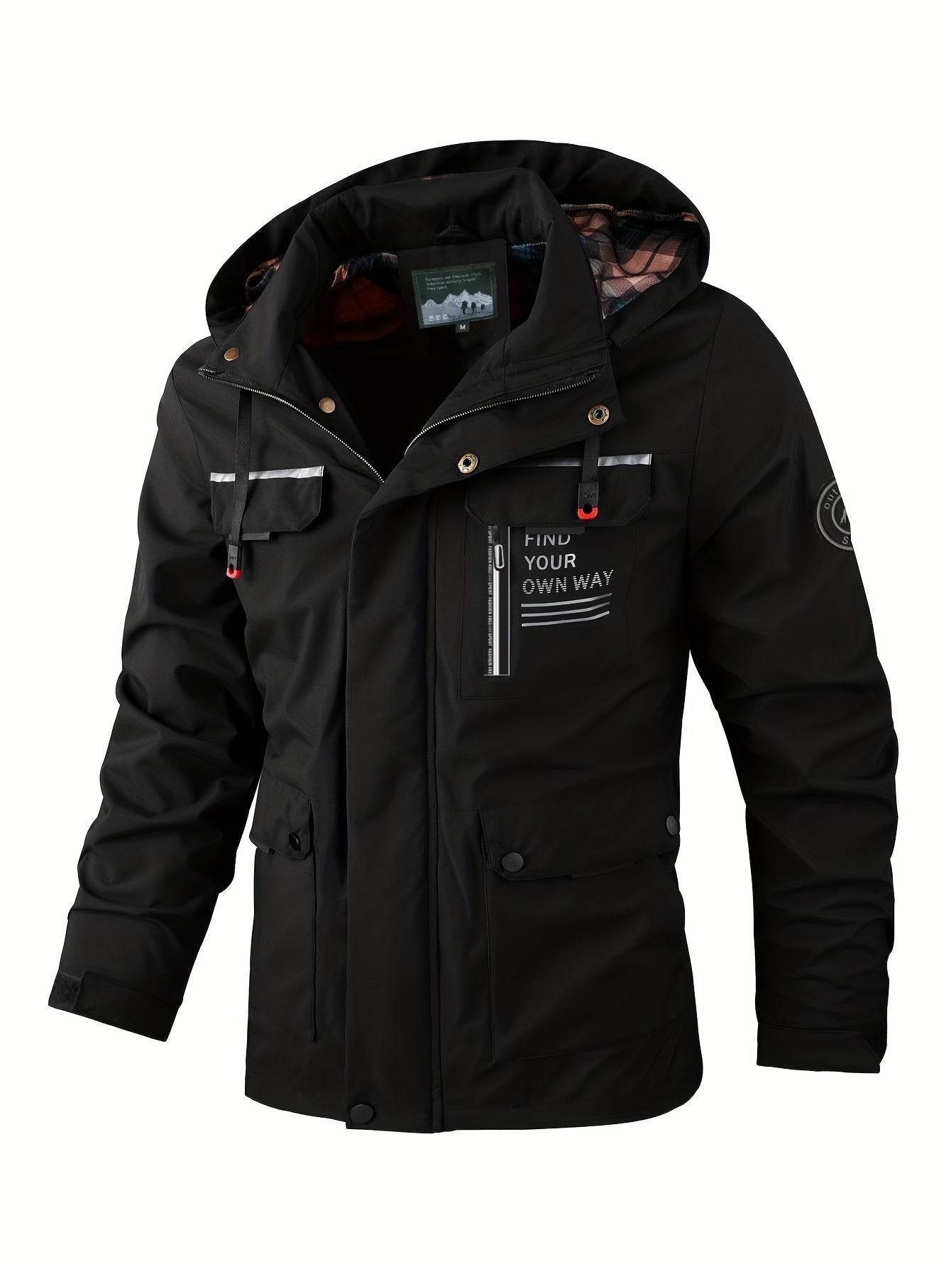 Men's Casual Hooded Jacket Parka Autumn And Winter Warm Solid Color Windproof Coat Outdoor Clothes With Multiple Pockets LadyShow.Store