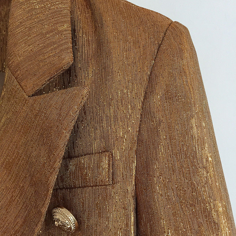 High-quality Blazer With Metal Lion Head Buckle Double-breasted Small Suit Best YouTube Store