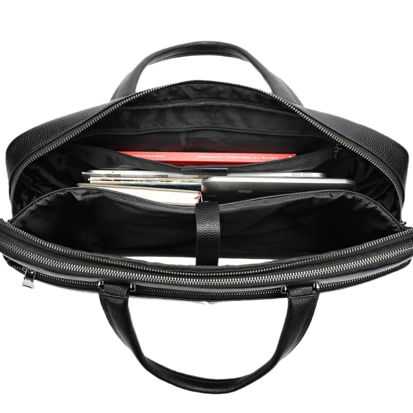 Men's Handbag Horizontal Briefcase Large Capacity First Layer Cowhide 17-inch Computer Bag CJD