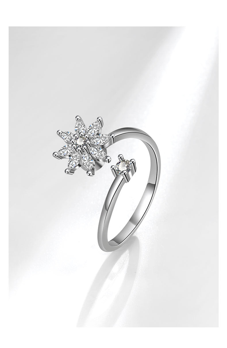 S925 Silver Snowflake Spinning Ring LadyShow.Store