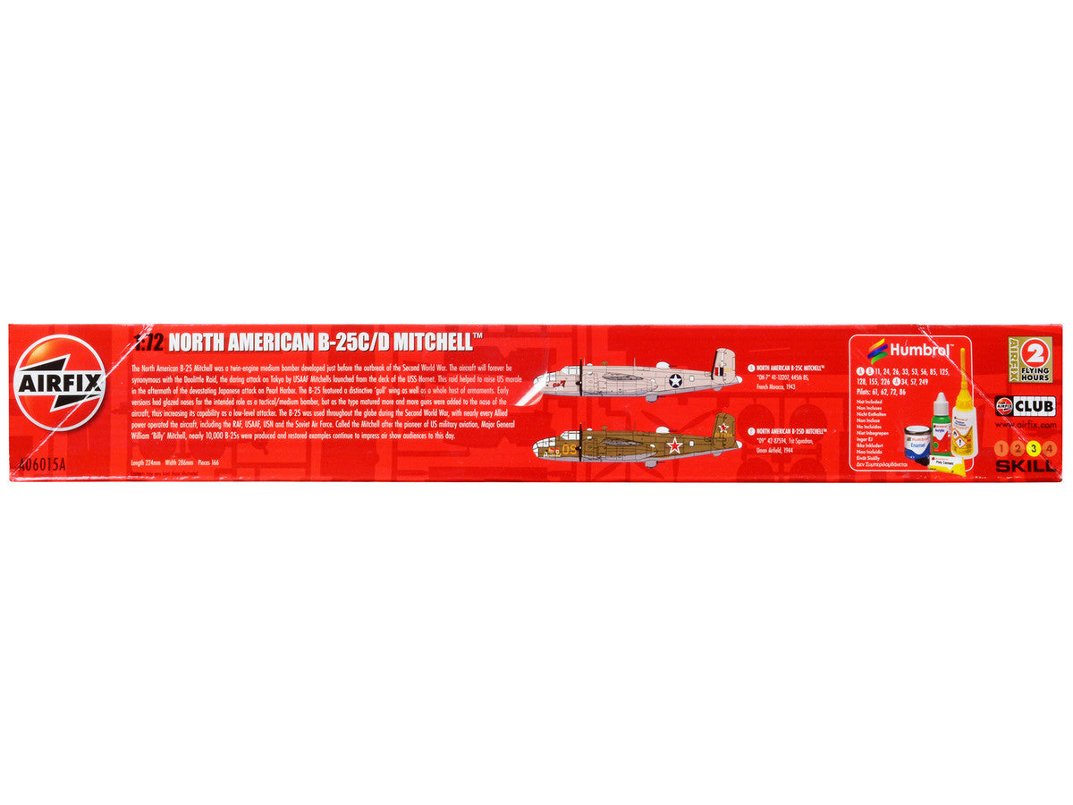 Level 3 Model Kit North American B-25C/D Mitchell Bomber Aircraft with 2 Scheme Options 1/72 Plastic Model Kit by Airfix LuxuryLifeWay Online Store