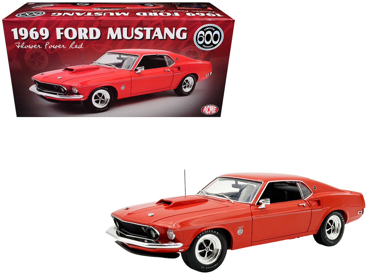 1969 Ford Mustang Limited Edition 600 Flower Power Red Limited Edition to 300 pieces Worldwide 1/18 Diecast Model Car by ACME LuxuryLifeWay Online Store