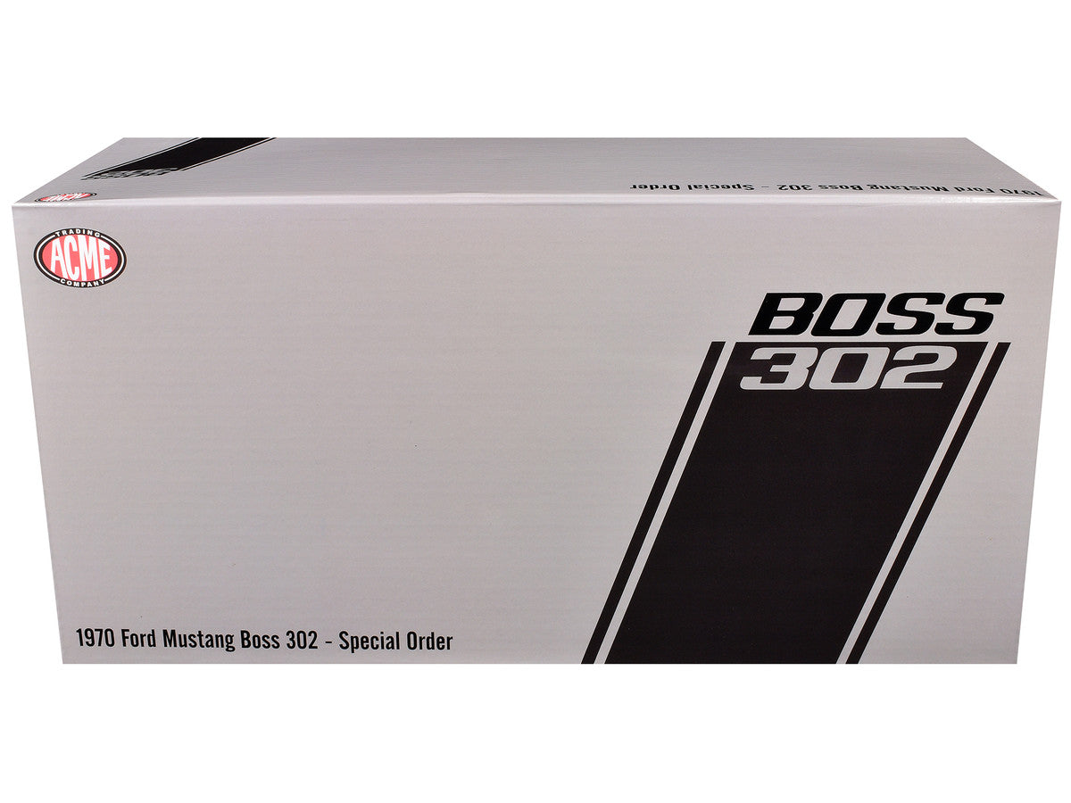 1970 Ford Mustang BOSS 302 "Special Order" Light Silver Metallic with Black Stripes Limited Edition to 302 pieces Worldwide 1/18 Diecast Model Car by ACME LuxuryLifeWay Online Store
