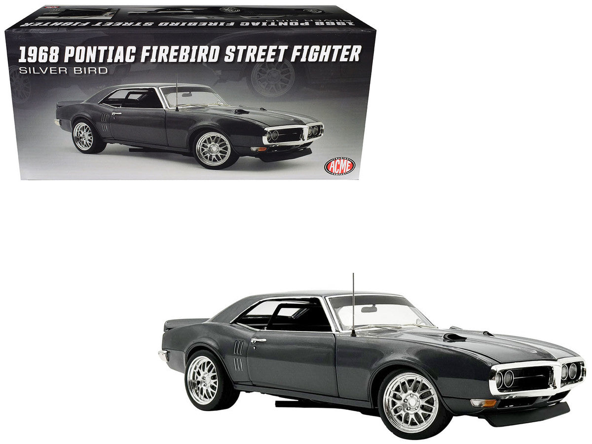 1968 Pontiac Firebird Street Fighter "Silver Bird" Gun Metal Gray Metallic Limited Edition to 400 pieces Worldwide 1/18 Diecast Model Car by ACME LuxuryLifeWay Online Store