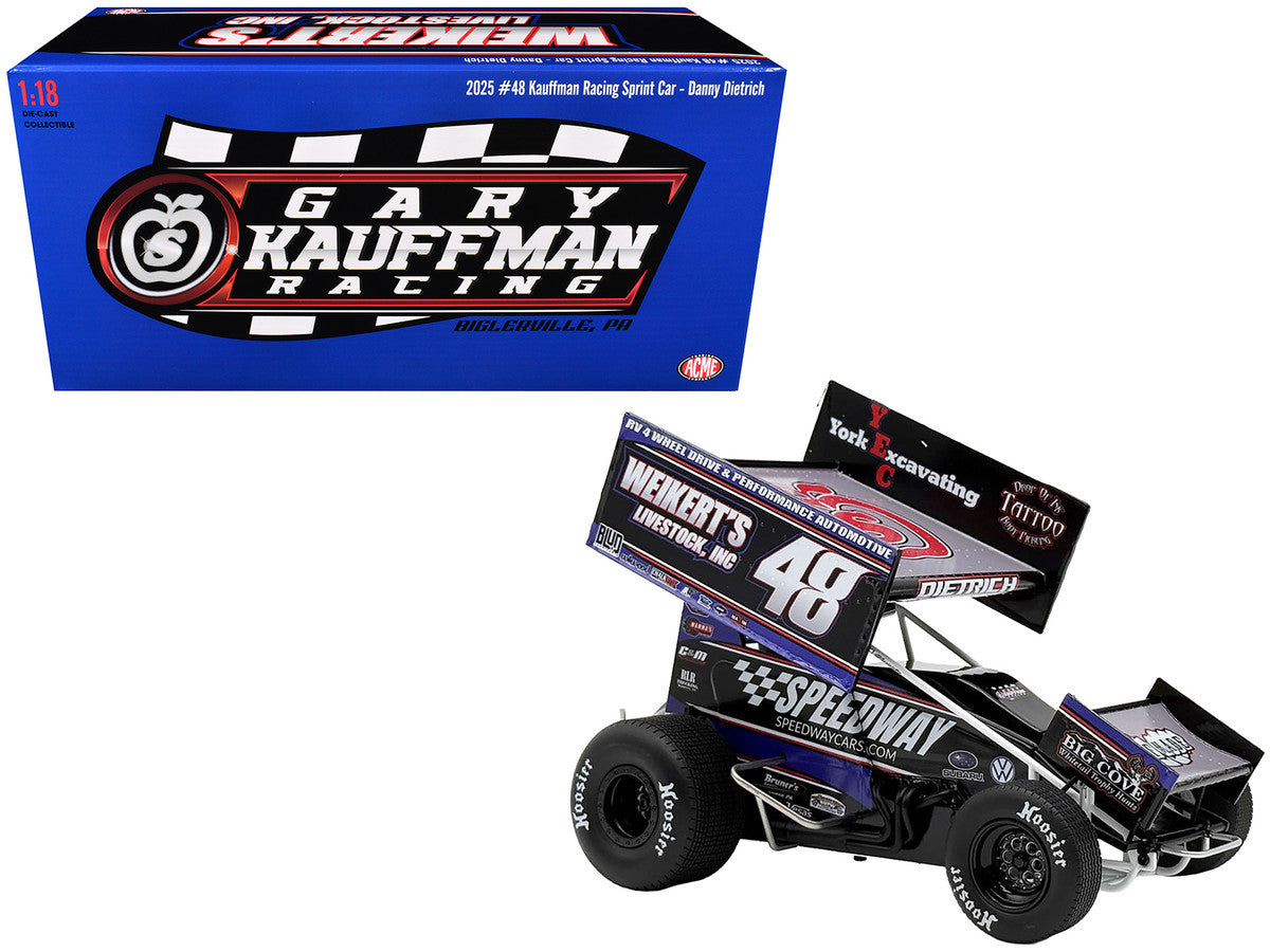 Winged Sprint Car #48 Danny Dietrich "Weikert's Livestock - Speedway Cars" Gary Kauffman Racing (2025) 1/18 Diecast Model Car by ACME LuxuryLifeWay Online Store