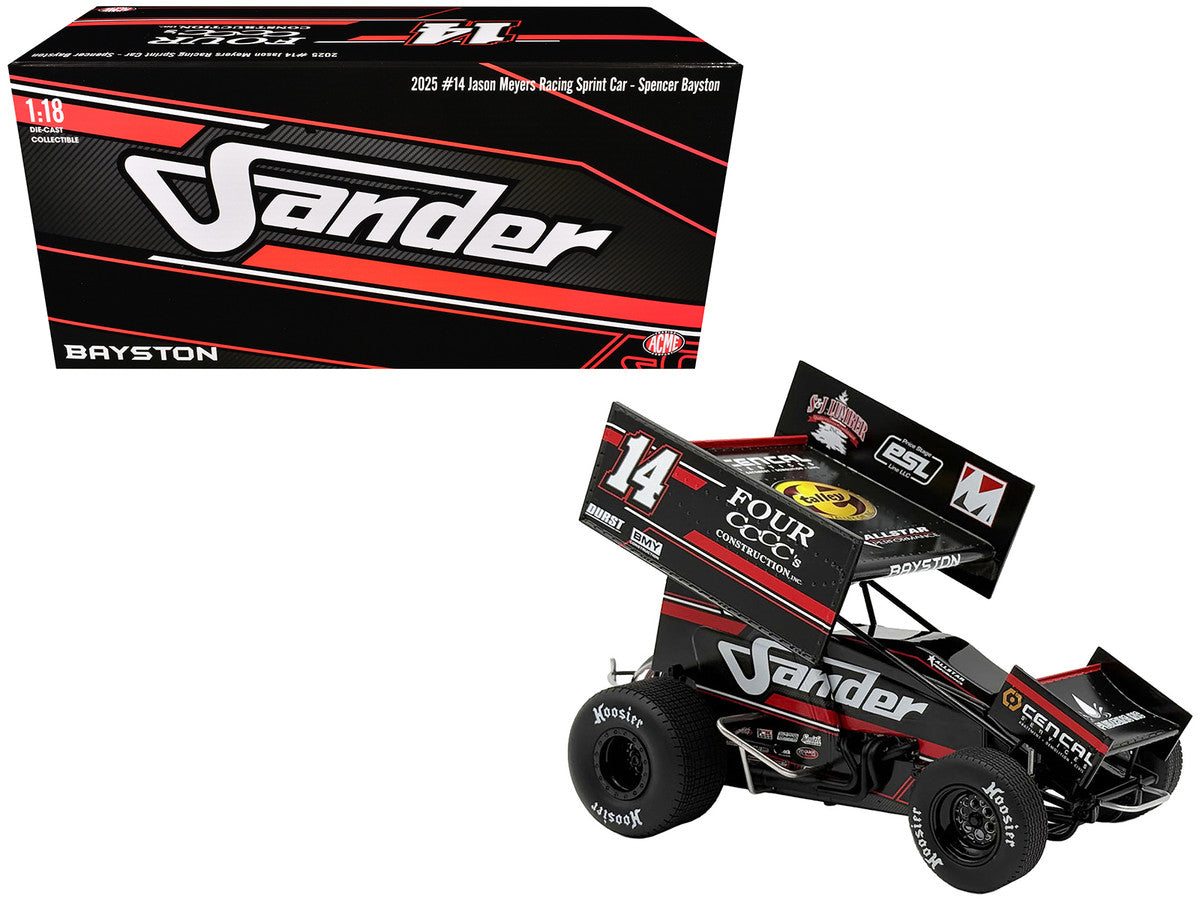 Winged Sprint Car #14 Spencer Bayston "Four CCCC's Construction - Sander" Jason Meyers Racing (2025) 1/18 Diecast Model Car by ACME LuxuryLifeWay Online Store