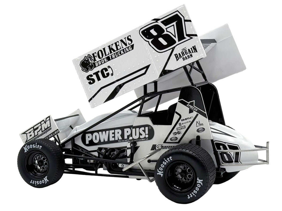 Winged Sprint Car #87 Aaron Reutzel "Power Plus" White (2026) 1/18 Diecast Model Car by ACME LuxuryLifeWay Online Store