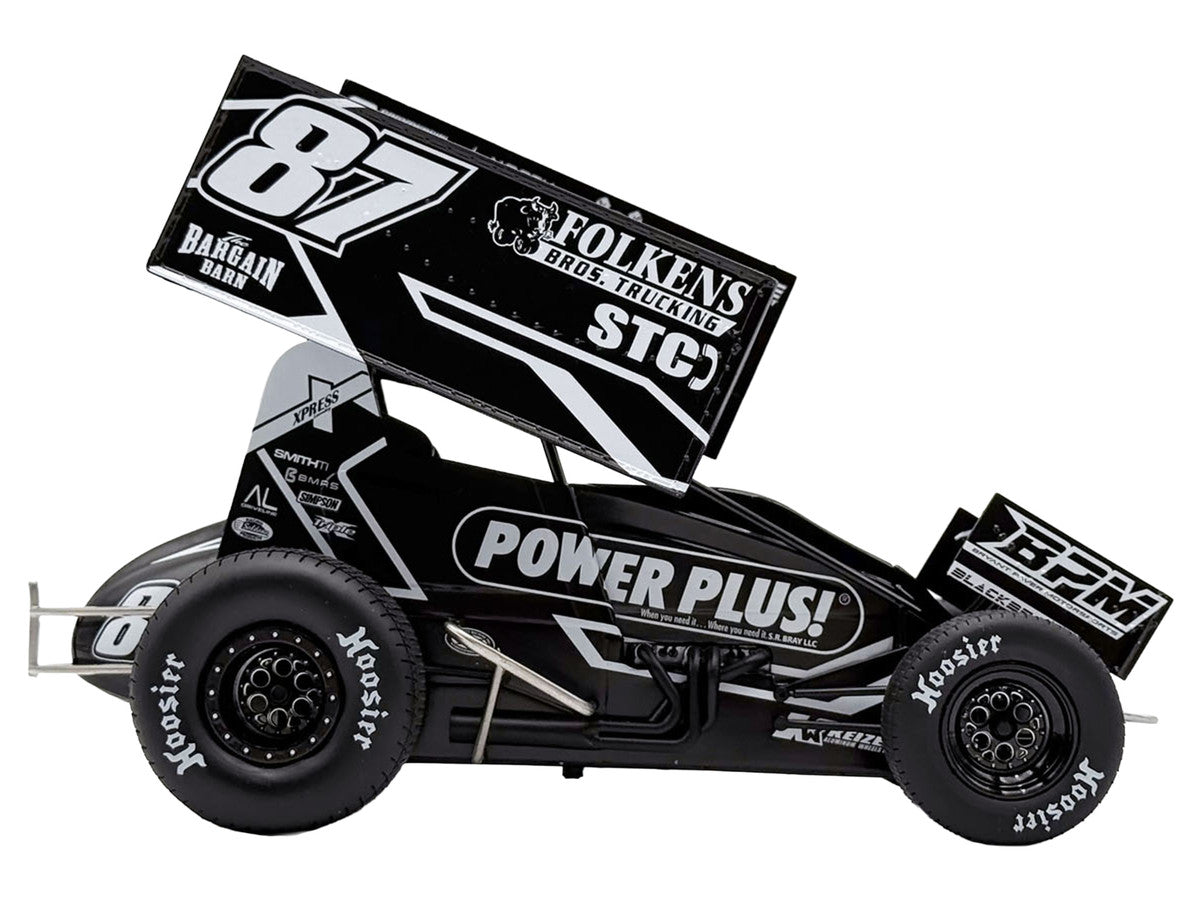 Winged Sprint Car #87 Aaron Reutzel "Power Plus" Black (2026) 1/18 Diecast Model Car by ACME LuxuryLifeWay Online Store