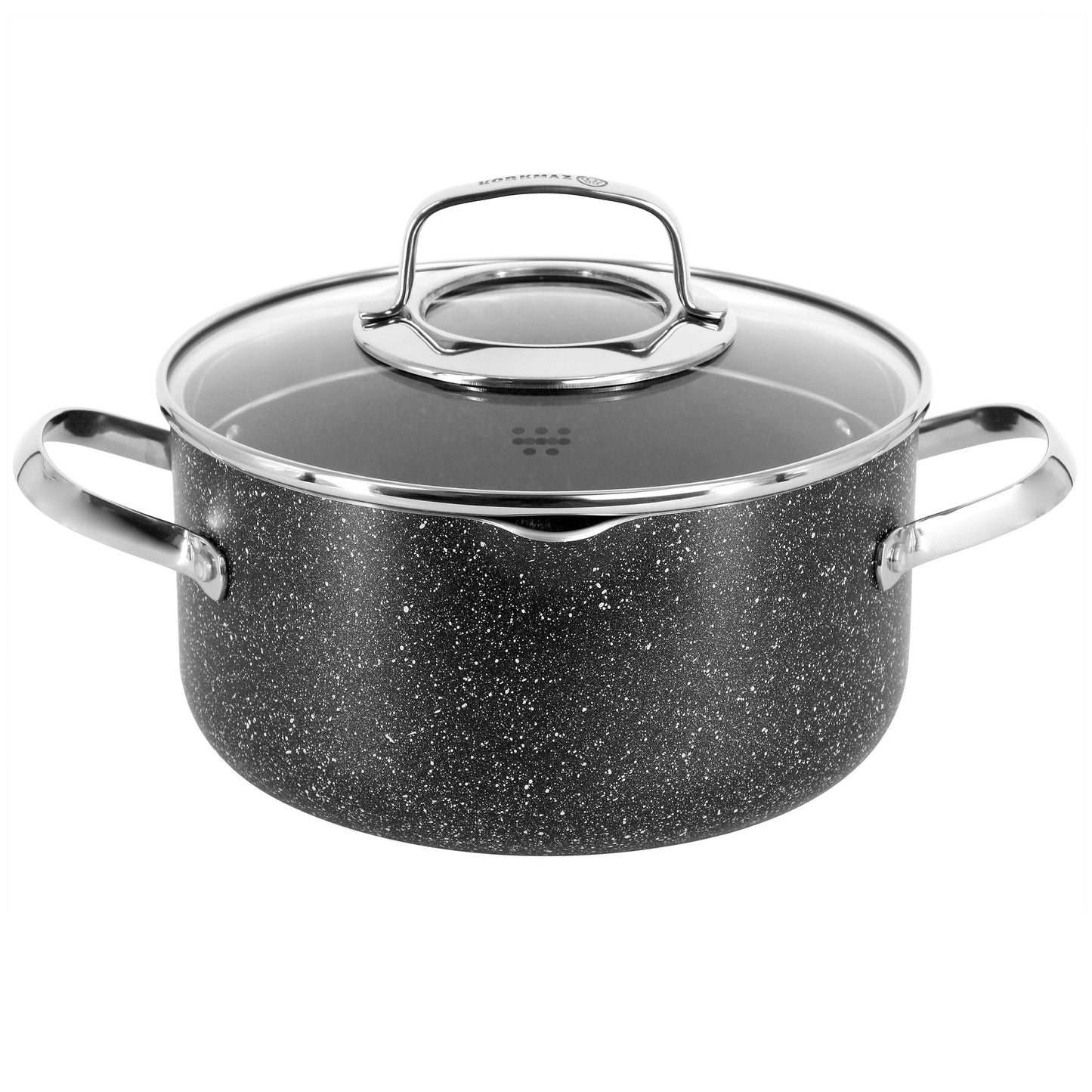 Korkmaz Galaksi Non Stick 8 Inch 3 Liter Casserole with Lid in Black LuxuryLifeWay Online Store