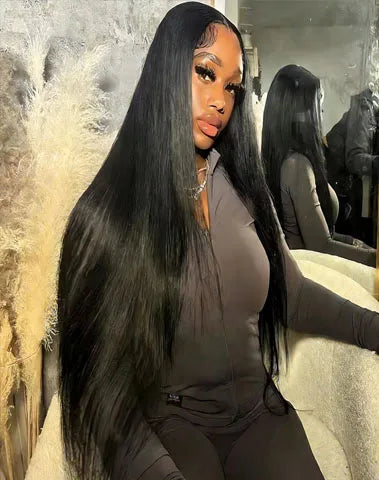 250 Density 13x6 HD Bone Straight Lace Front Wigs Human Hair Brazilian 40 42 Inch Glueless Lace Frontal Human Hair Wigs For Wome LadyShow.Store