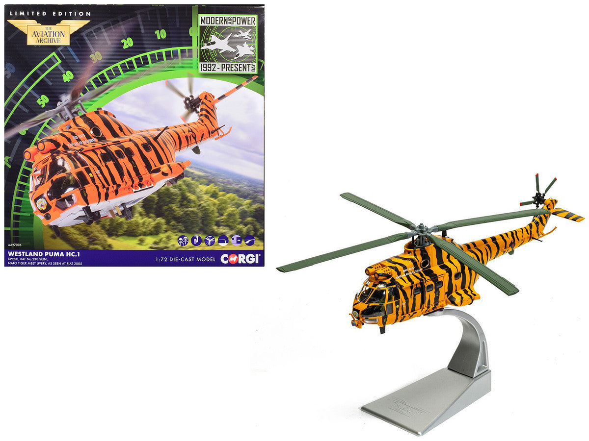Westland Puma HC-1 Helicopter "No. 230 Squadron NATO Tiger Meet livery RIAT" (2005) Royal Air Force "The Aviation Archive" Series 1/72 Diecast Model by Corgi LuxuryLifeWay Online Store
