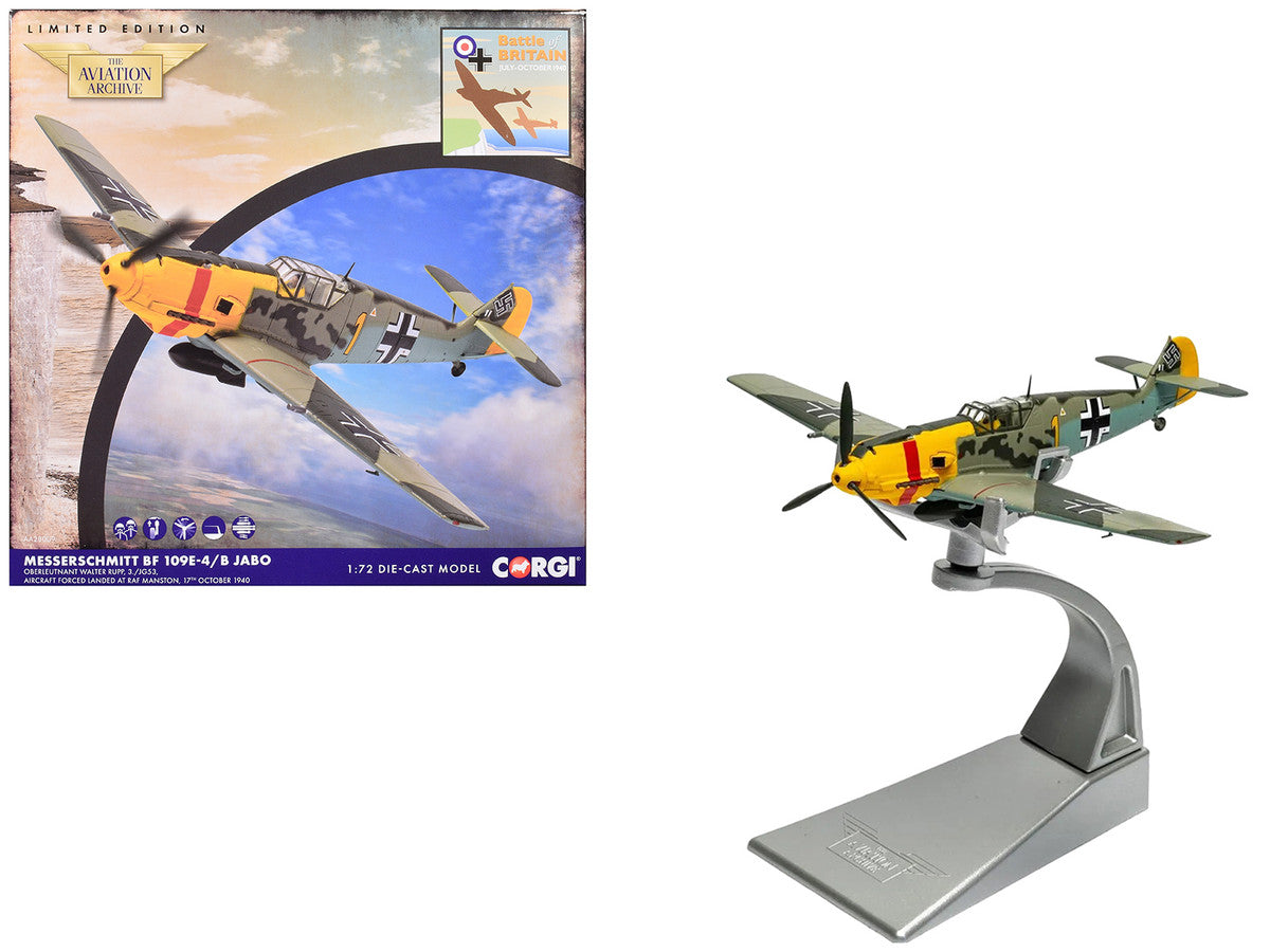 Messerschmitt Bf 109E-4/B Jabo Fighter-Bomber Aircraft "Oberleutnant Walter Rupp 3./JG53 RAF Manston Battle of Britain" (1940) German Luftwaffe "The Aviation Archive" Series 1/72 Diecast Model by Corgi LuxuryLifeWay Online Store