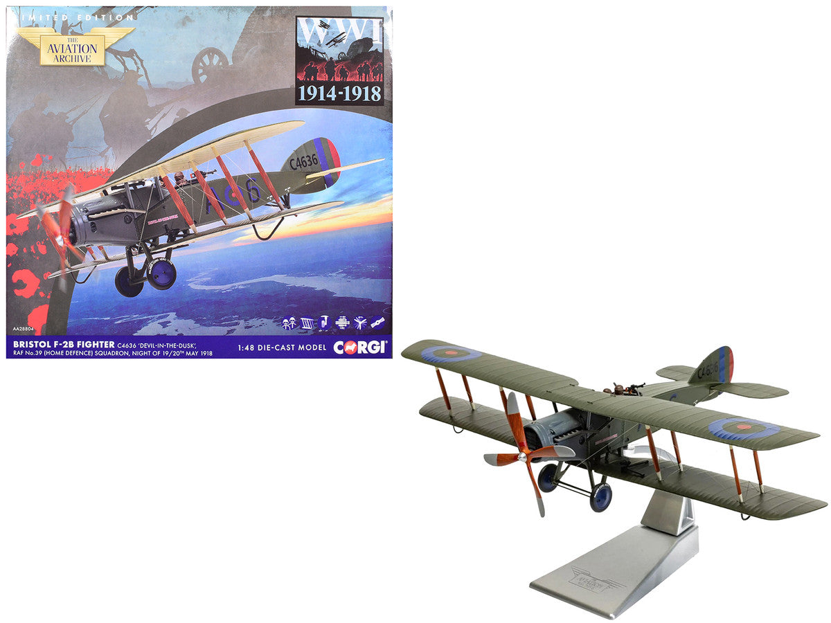 Bristol F-2B Fighter Aircraft "C4636 Devil-in-the-Dusk No. 39 Squadron" (1918) Royal Flying Corps "The Aviation Archive" Series 1/48 Diecast Model by Corgi LuxuryLifeWay Online Store
