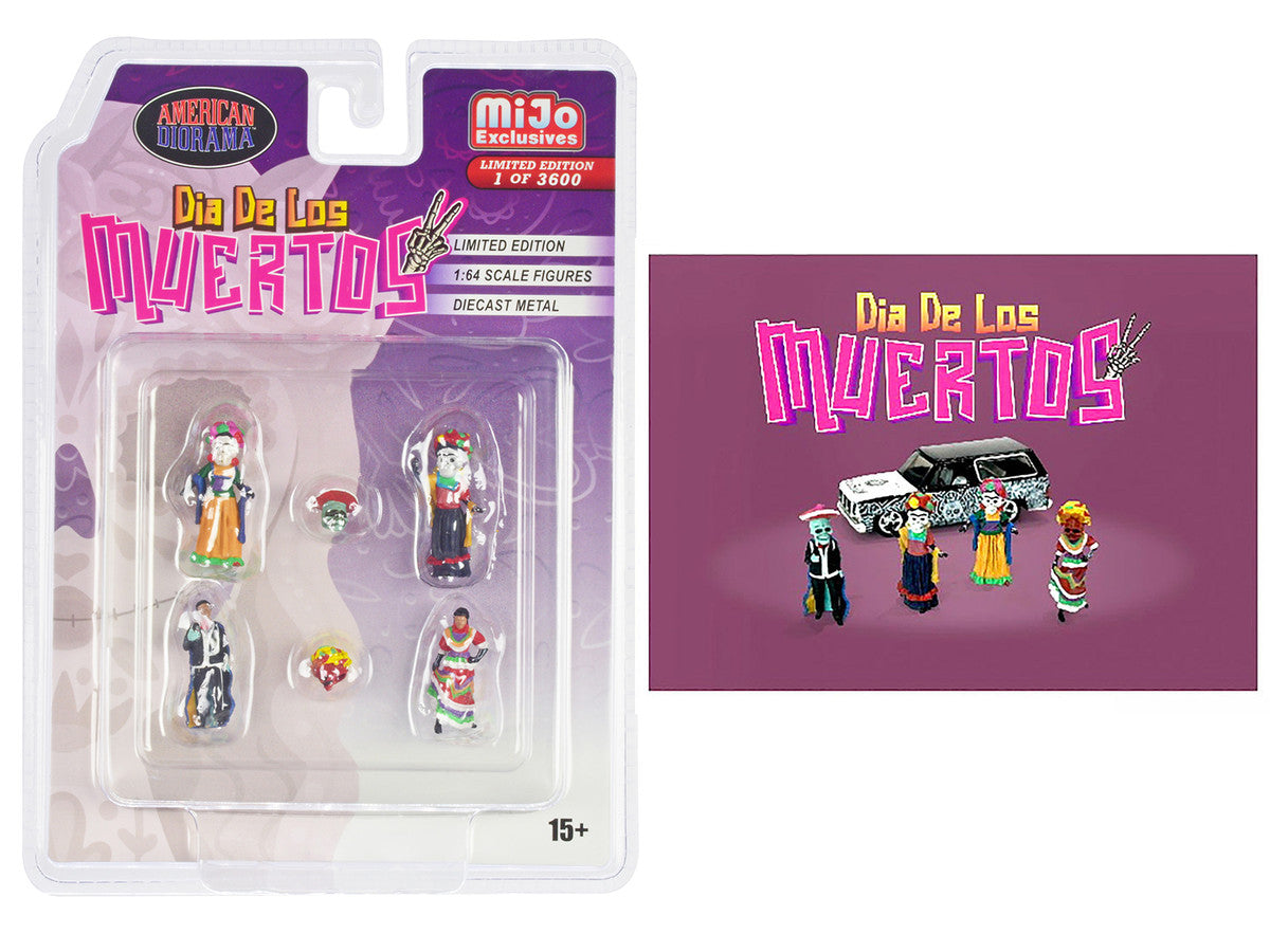 "Dia de los Muertos 2" 6 piece Diecast Set (4 Figures 2 Masks) Limited Edition to 3600 pieces Worldwide for 1/64 Scale Models by American Diorama LuxuryLifeWay Online Store