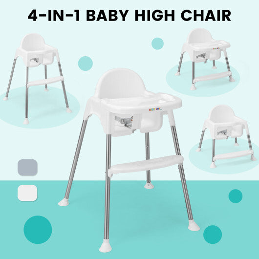 4-in-1 Convertible Baby High Chair with Removable Double Tray-White - Color: White LuxuryLifeWay Online Store