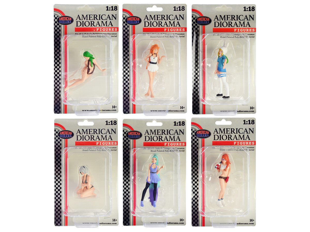 "Cosplay Girls" 6 piece Figure Set for 1/18 Scale Models by American Diorama LuxuryLifeWay Online Store