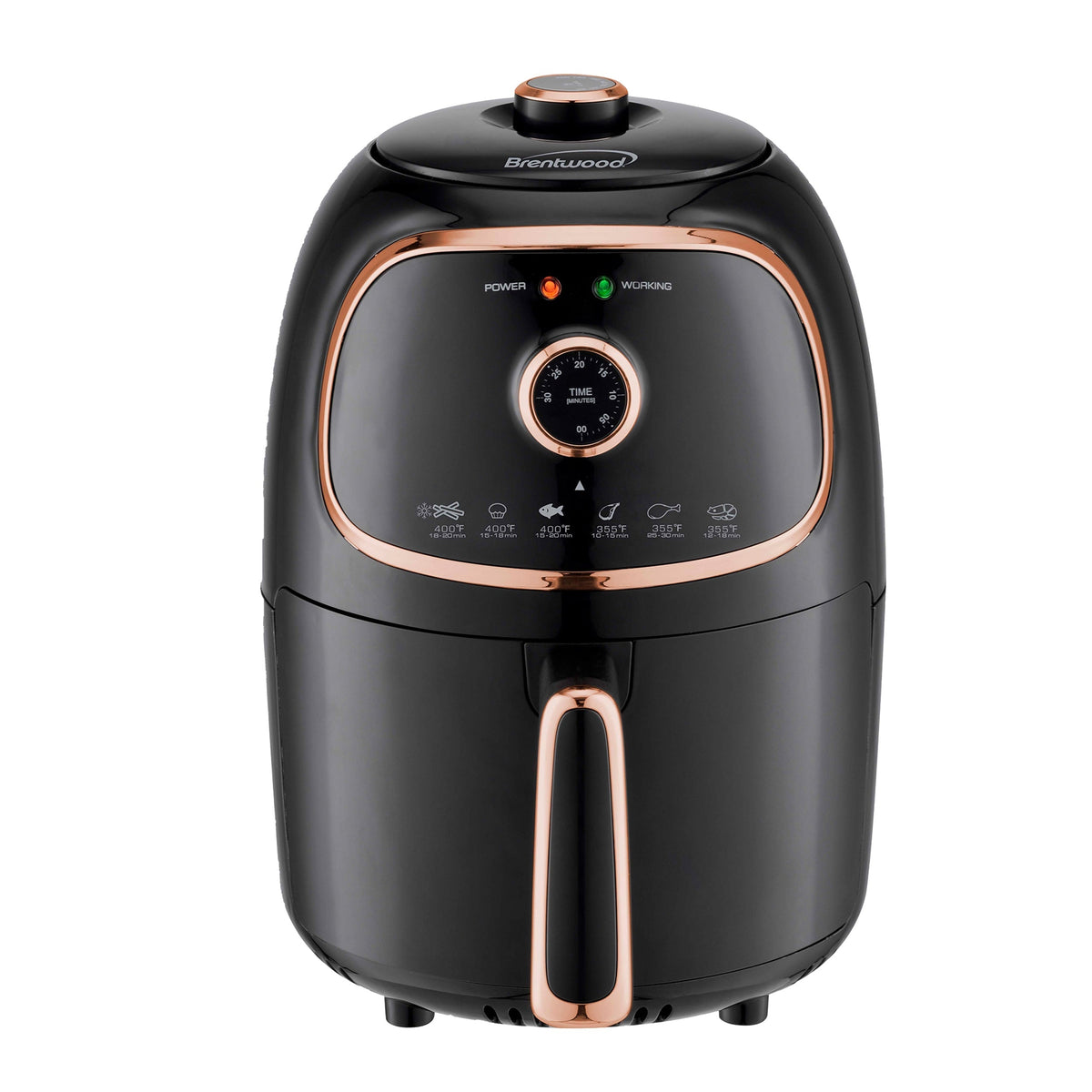 Brentwood AF-202BK 2 Quart Small Electric Air Fryer Copper with Timer and Temp Control LuxuryLifeWay Online Store