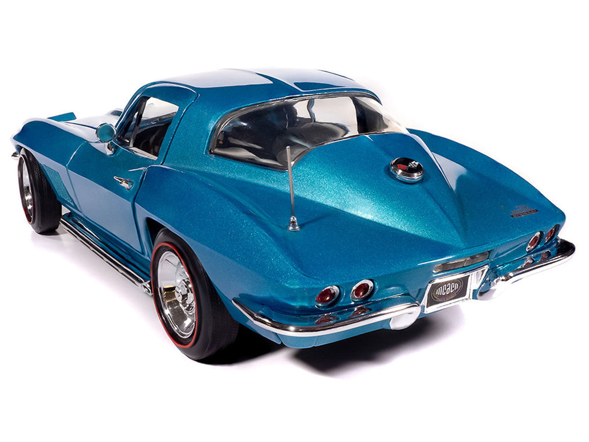 1967 Chevrolet Corvette Stingray Light Blue Metallic with White Hood Stripe "American Muscle" Series 1/18 Diecast Model Car by Auto World LuxuryLifeWay Online Store