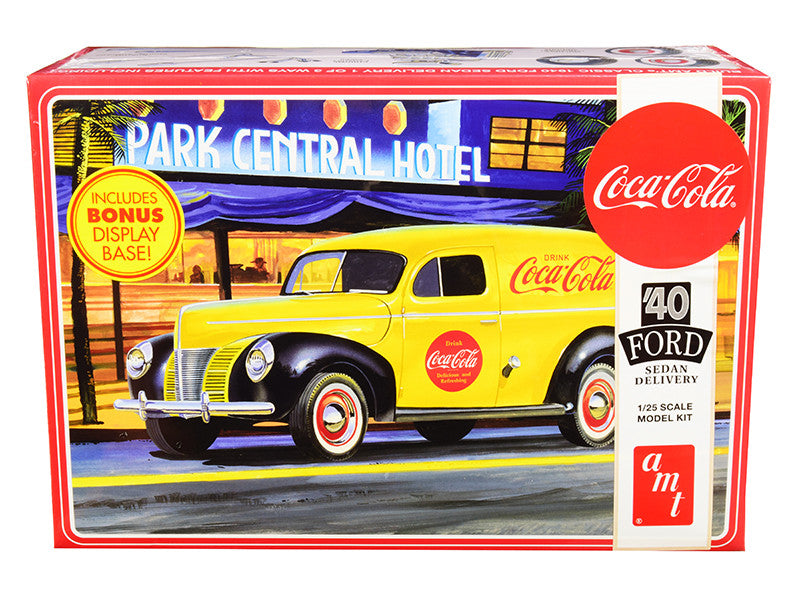 Skill 3 Model Kit 1940 Ford Sedan Delivery Van "Coca-Cola" with Display Base 1/25 Scale Model by AMT LuxuryLifeWay Online Store