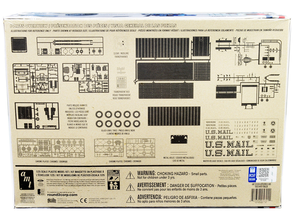 Skill 3 Model Kit Ford C900 Truck Tractor with Trailer "U.S. Mail" 1/25 Scale Model by AMT LuxuryLifeWay Online Store