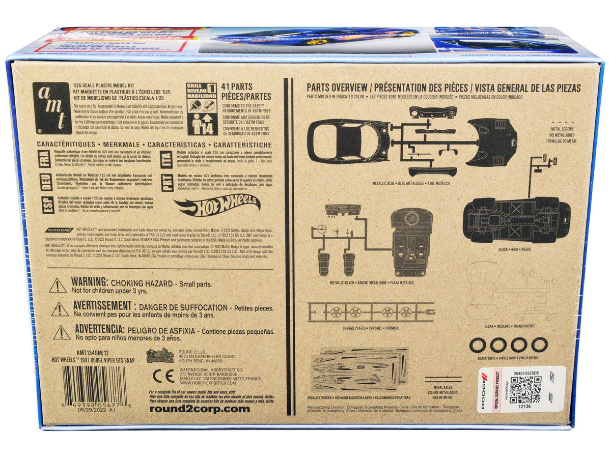 Skill 1 Snap Model Kit 1997 Dodge Viper GTS "Hot Wheels" 1/25 Scale Model by AMT LuxuryLifeWay Online Store