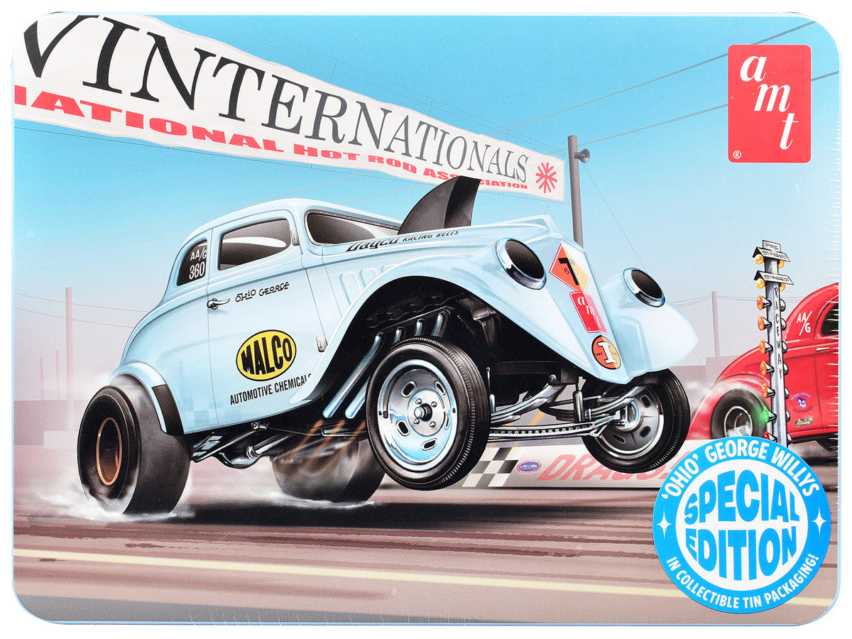 Skill 2 Model Kit 1933 Willys Gasser "Ohio George" with Collectible Tin Packaging 1/25 Scale Model by AMT LuxuryLifeWay Online Store